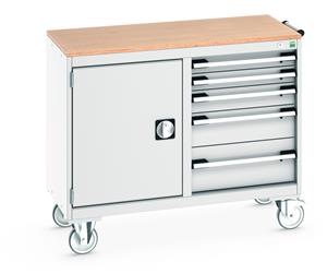 Bott MobileIndustrial Tool Storage Trolleys 1050mm x 525mm Bott Cubio Mobile Cabinet with MPX Top - 1 Cupbd & 5 Drawers